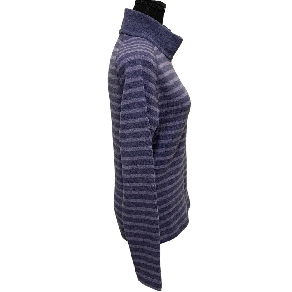 Mountain‎ Hardwear Wool Blend Mock Neck Pullover Sweater M Purple Striped Hiking